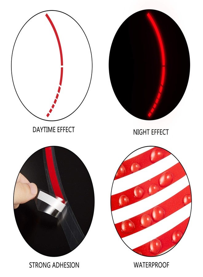 Allure Auto® 16" Reflective Wheel Rim Stripe Decal for Motorcycle Car Cycling Bike Bicycle Night Reflective Safety Decoration Stripe Rim Reflective Stickers DIY (Red) for Honda City Zx - Image 3