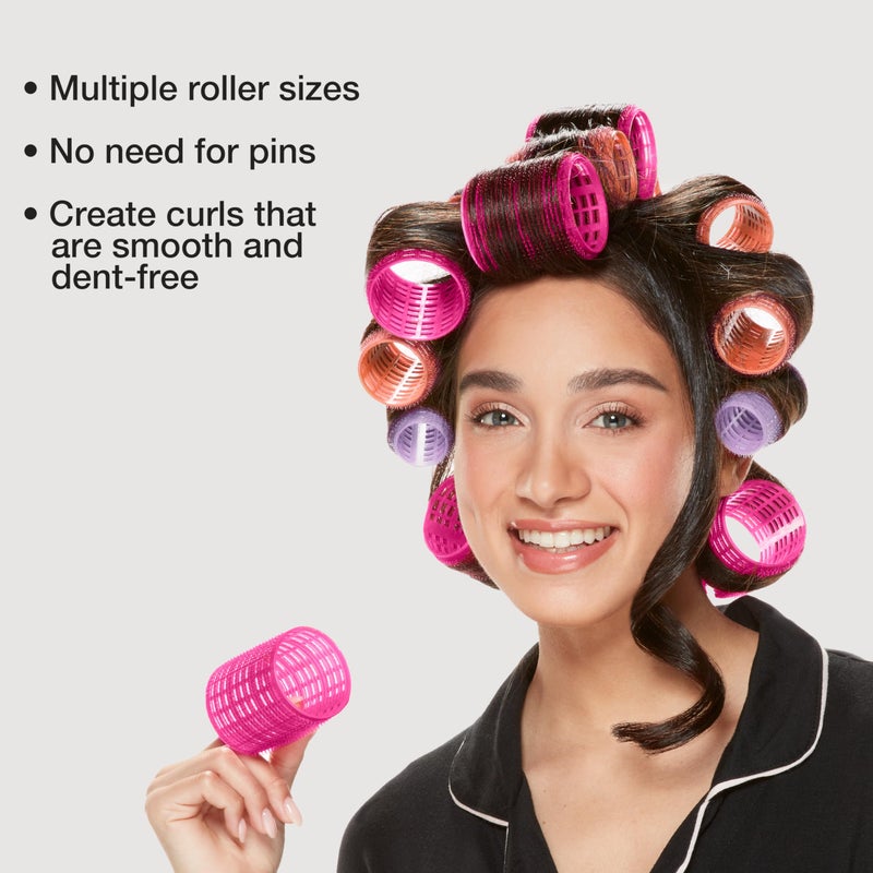 Conair Heatless Hair Curlers, Self-Grip Hair Rollers for Women Provide Lift & Volume, Assorted Sizes & Colors, 31 Count with Reusable Zippered Bag - Image 2