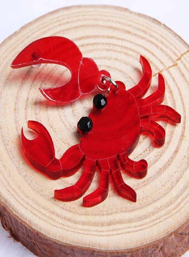 Wixine 1Pairs Fashion Red Crab Earring Acrylic Resin Drop Dangle Stud Earrings Jewelry Gift - Image 5