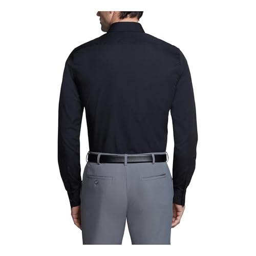 Van Heusen Men's Dress Shirt Fitted Poplin Solid, Black, 17" Neck 34"-35" Sleeve - Image 2