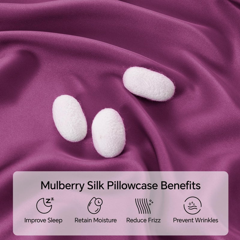 INFIIXSO Mulberry Silk Pillowcase for Hair and Skin  Silk Pillow Cases Standard Size with Hidden Zipper 20x26 Inches  Ultra Smooth and Soft Cooling Pillow Cases for Hot Sleepers(Purple  1 Pack) - Image 2