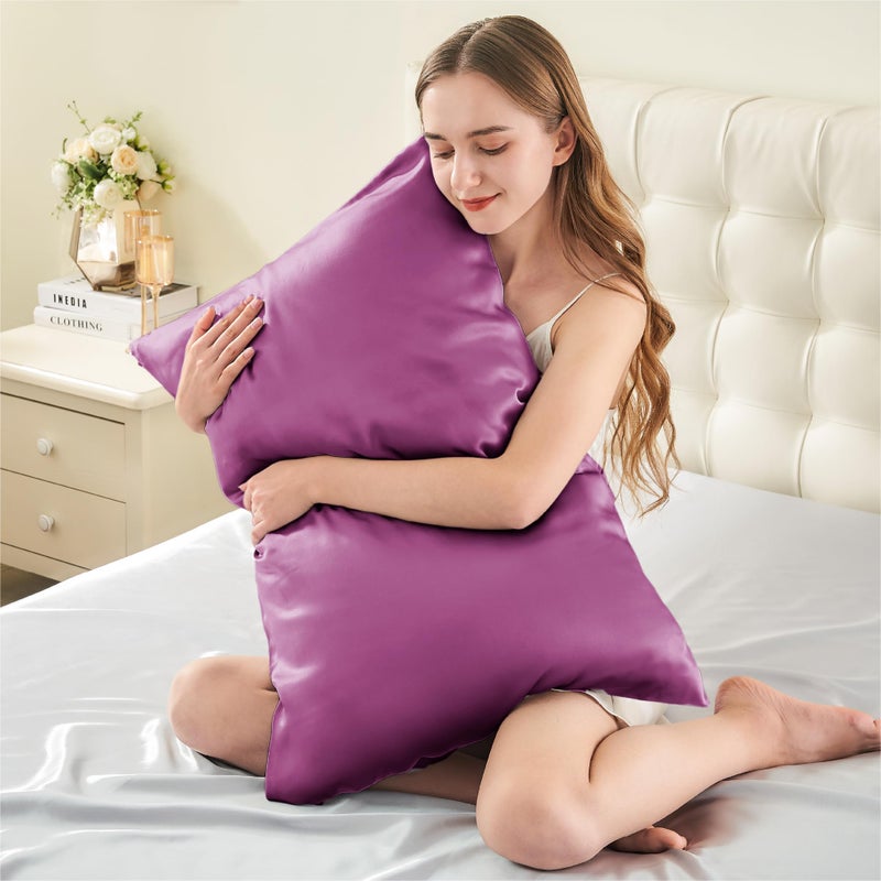 INFIIXSO Mulberry Silk Pillowcase for Hair and Skin  Silk Pillow Cases Standard Size with Hidden Zipper 20x26 Inches  Ultra Smooth and Soft Cooling Pillow Cases for Hot Sleepers(Purple  1 Pack) - Image 3