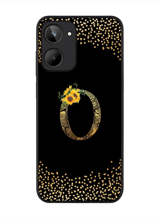 Stylizedd Cover for Realme 10 4G Case , Rugged Black Slim fit Phone Cases   - Custom Monogram Initial Letter Mandala Floral Pattern Alphabet-O (Dark Pink Rose) - Image 1