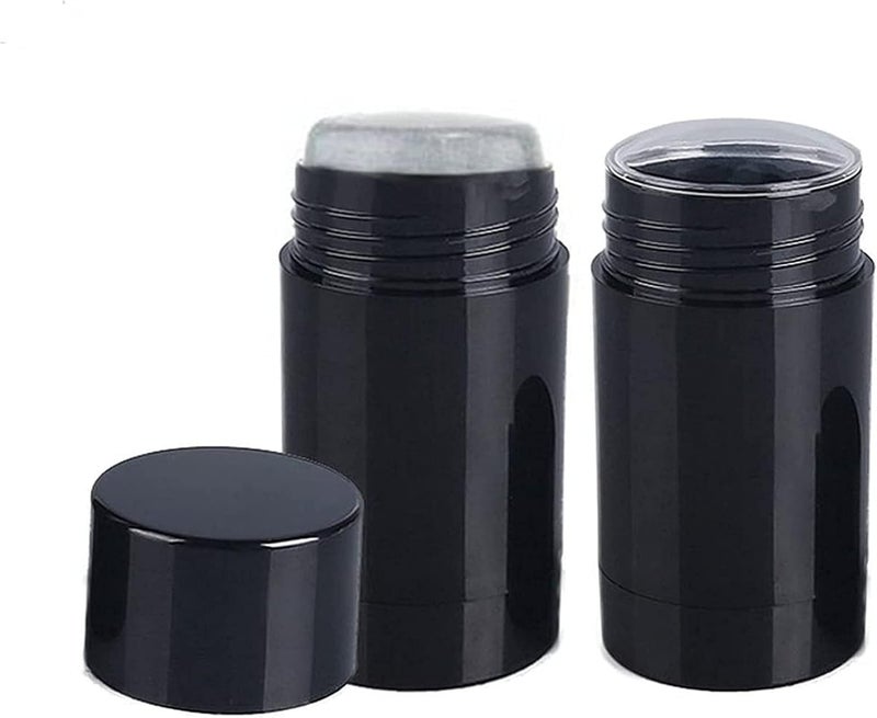 Healthcom 10 Pack 75ml Empty Round Deodorant Containers Twist Up Filling Stick Deodorant Container 25 Oz Plastic Deodorant Bottles Refillable Lip Balm Tube for Lipstick Crayon Chapstick DIY Make Own DeodorantBlack - Image 1