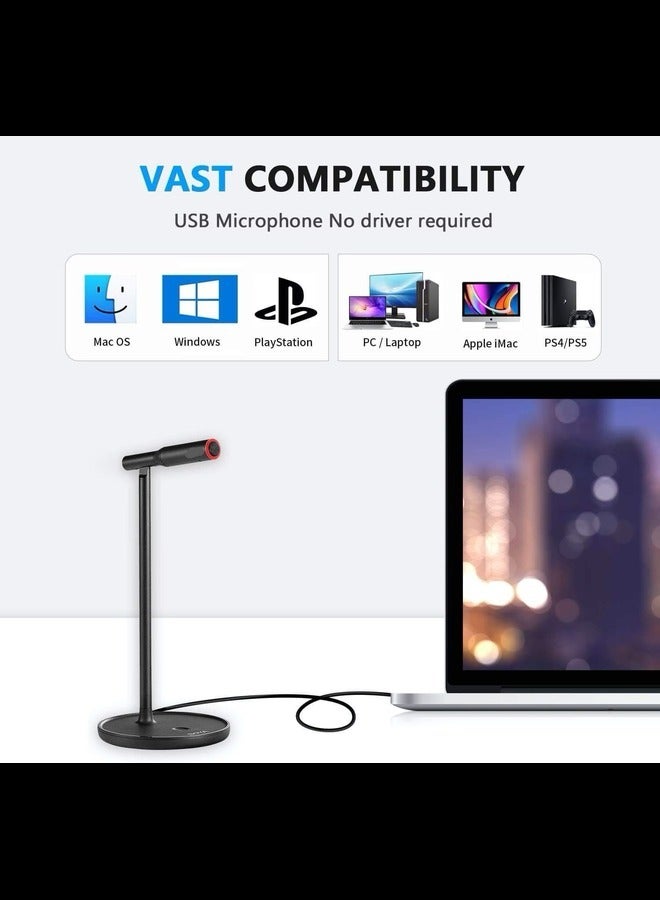 USB Microphone,Noise-Cancelling Condenser Computer Microphone Plug&Play for Live Streaming, Podcasting, Vocal Recording,Video Conference Compatible with Windows/Mac
