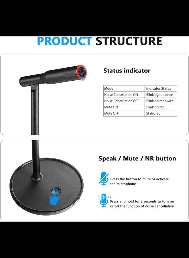 USB Microphone,Noise-Cancelling Condenser Computer Microphone Plug&Play for Live Streaming, Podcasting, Vocal Recording,Video Conference Compatible with Windows/Mac