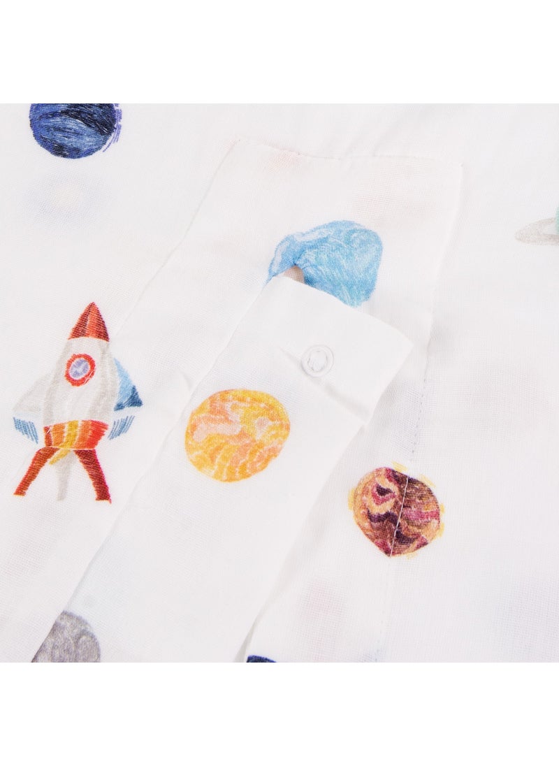 Casadora Baby Cotton Muslin Snap Stroller Cover - Space Planet  - Image 5