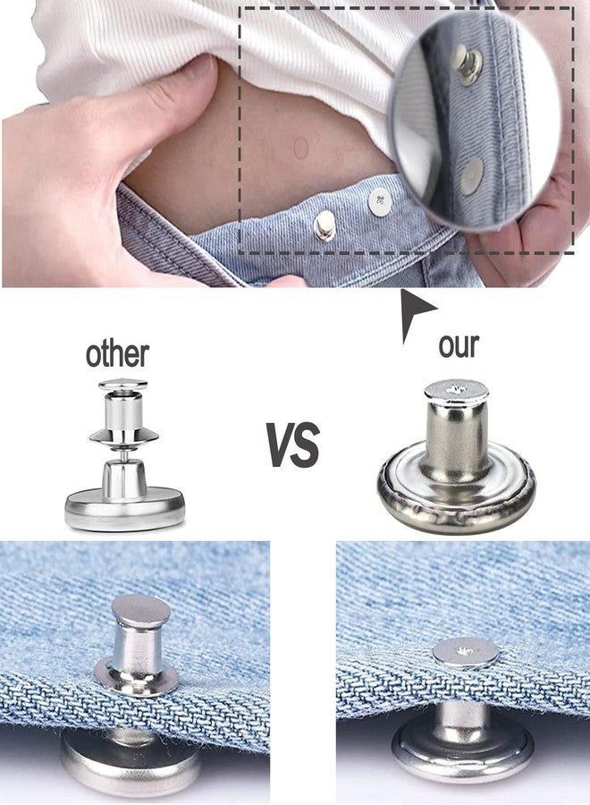 Baxykez 6pcs Buttons pins for Loose Jeans, 17 mm No-Sew Nailess Removable Metal Jeans Buttons Replacement, Adjustable Metal Pants Button Tightener,Repair Combo Thread Rivets and Screwdrivers - Image 4