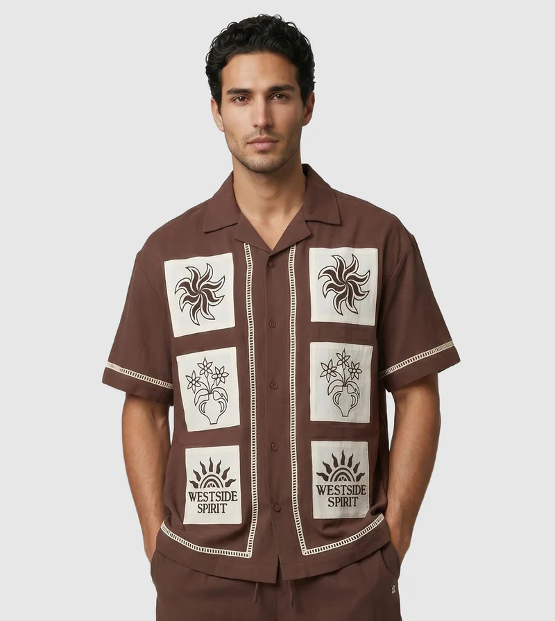 إف5 SHORT SLEEVE SHIRT -BROWN