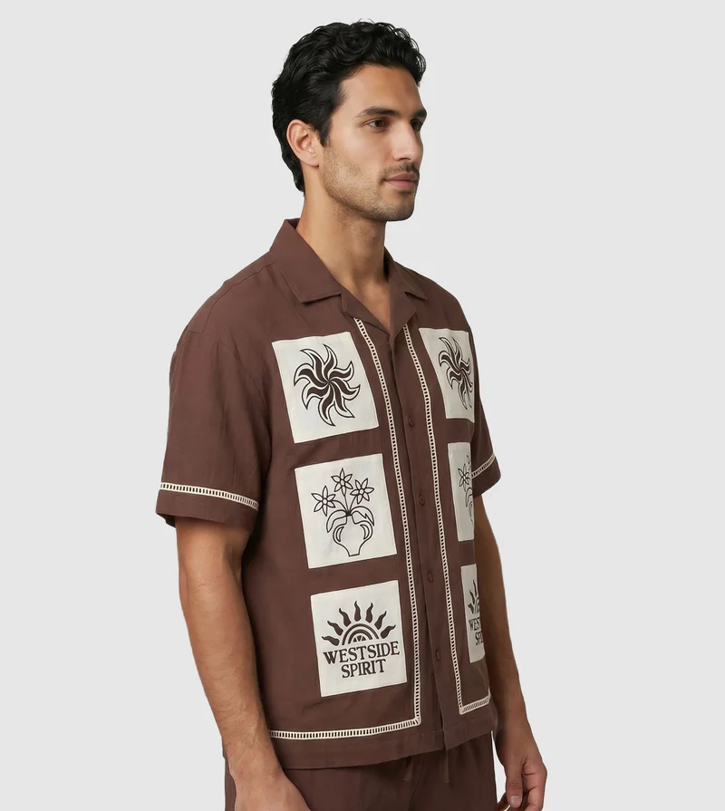إف5 SHORT SLEEVE SHIRT -BROWN