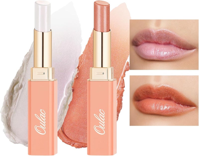 Oulac Peach Lipstick Red Lipstick Set Moisturising Lipsticks for Dry Lips Juicy Look Glossy Finish Vegan S3S5