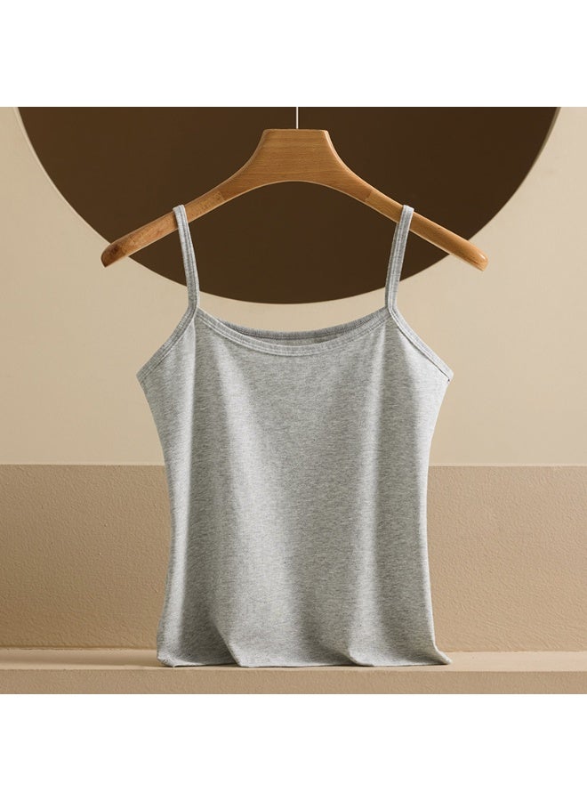 Spring Summer Plus Size Pure Cotton Sling Camisole for Women - Versatile Inner & Outerwear, Non-Sheer Anti-Slip, Sexy Back Design