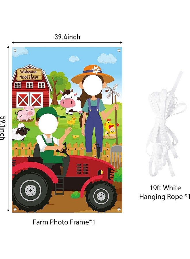 Haooryx Farm Animals Photo Door Banner Large Satin Fabric Photo Booth Props Backdrop Face In Hole Background Banner Decor Barnyard Animals Theme Birthday Party Decorations Supplies Party Game For Kids - Image 3