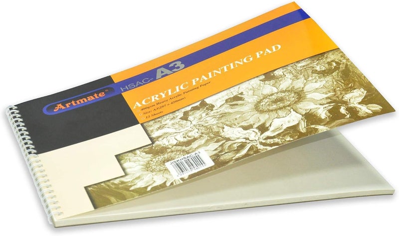 ARTMATE Acrylic Painting Pad, A3 Size (297x420mm), 400gsm Heavyweight Paper, 12 Sheets - Image 2