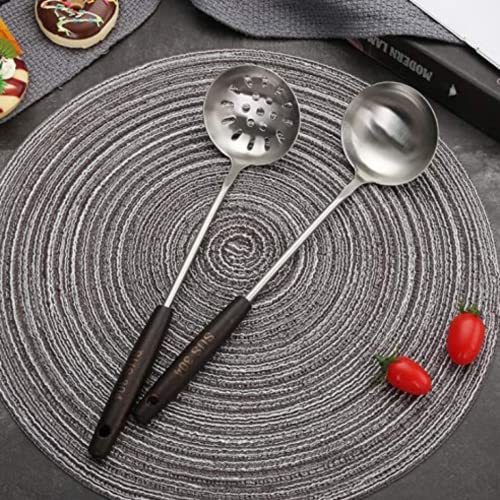 Mockery Hollow Out Colander Strainer Metal Perforated Ladle Skimmer Stainless Steel Thickening Mini Handle Kitchen Cooking Utensils for Hotpot, 11 Inch - Image 5