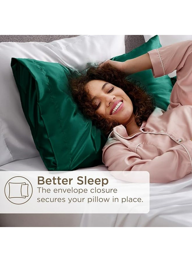 2 عبوة أكياس مخدة فاخرة من حرير التوت، 25 من الحرير الساتان المنسوج من الحرير المومي، مغلف بإغلاق بلون واحد لا يسبب الحساسية، يغسل يدوياً فقط، مصمم للشعر والبشرة، 120-140 جم - Image 5