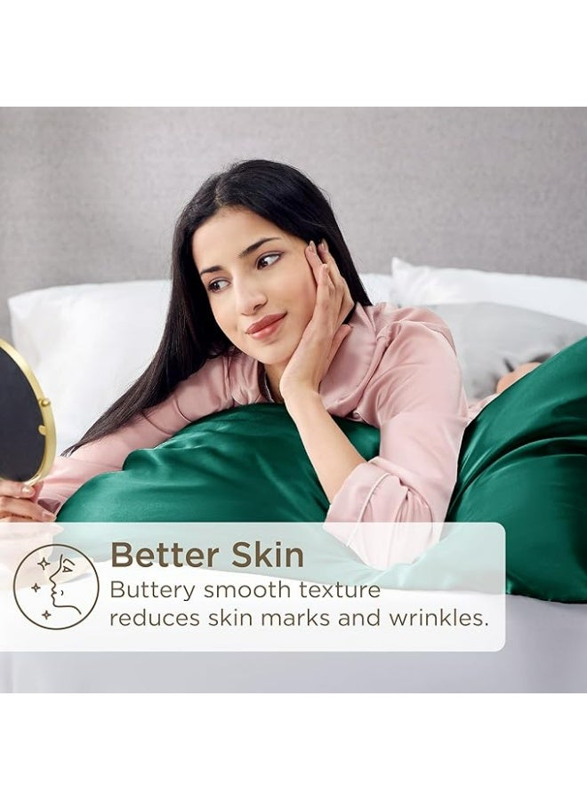 2-Pack Luxurious Mulberry Silk Pillowcases,20 Momme Satin Weave, Hypoallergenic Solid Color Envelope Closure, Machine Washable, Designed for Hair and Skin,20-25gsm - Image 3