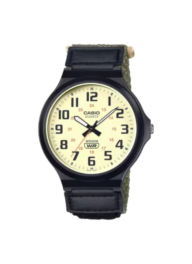 CASIO Men's Analog Display Watch With Black Cloth Strap - MW-240B-3BVDF