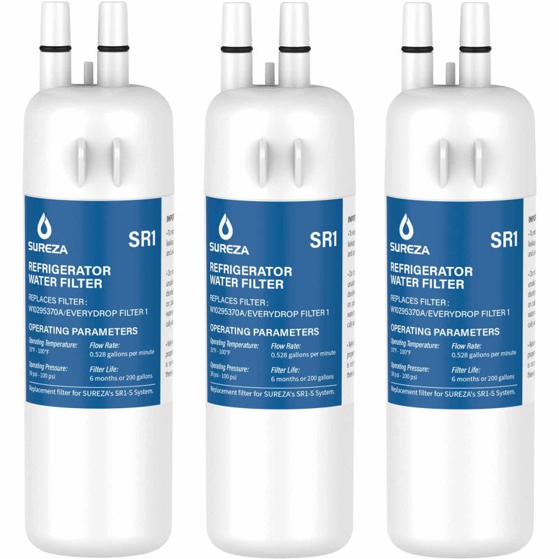 VitaLiving Refrigerator Water Filter Compatible with EverydropÂ® Filter 1, EDR1RXD1, W10295370A, WHR1RXD1, P8RFWB2L, W10295370, EDR1RXD1B, P4RFWB, KenmoreÂ® 46-9081, 46-9930, 3Pack - Image 1