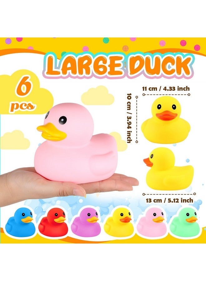 Deekin 6 Pcs Multicolor Rubber Duck Assortment Toy Duckies Bulk Squeak Rubber Duckies for Kid Baby Bath Shower Pool Classroom Summer Beach Activity(5 Inch, Bright Style) - Image 2