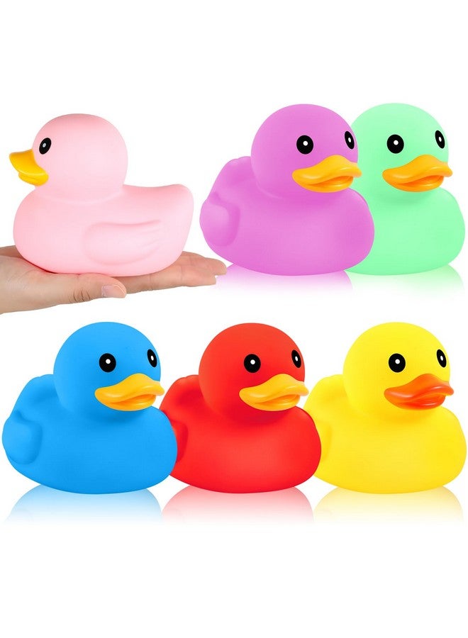 Deekin 6 Pcs Multicolor Rubber Duck Assortment Toy Duckies Bulk Squeak Rubber Duckies for Kid Baby Bath Shower Pool Classroom Summer Beach Activity(5 Inch, Bright Style) - Image 1