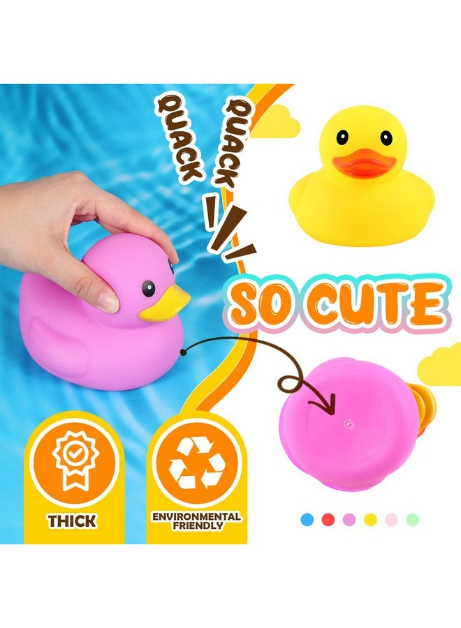 Deekin 6 Pcs Multicolor Rubber Duck Assortment Toy Duckies Bulk Squeak Rubber Duckies for Kid Baby Bath Shower Pool Classroom Summer Beach Activity(5 Inch, Bright Style) - Image 4
