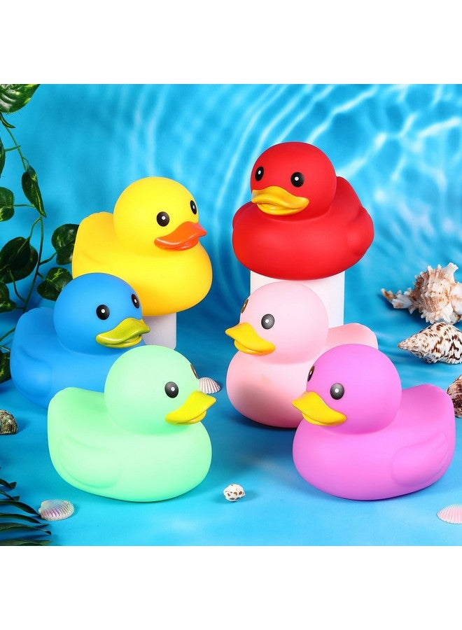 Deekin 6 Pcs Multicolor Rubber Duck Assortment Toy Duckies Bulk Squeak Rubber Duckies for Kid Baby Bath Shower Pool Classroom Summer Beach Activity(5 Inch, Bright Style) - Image 3