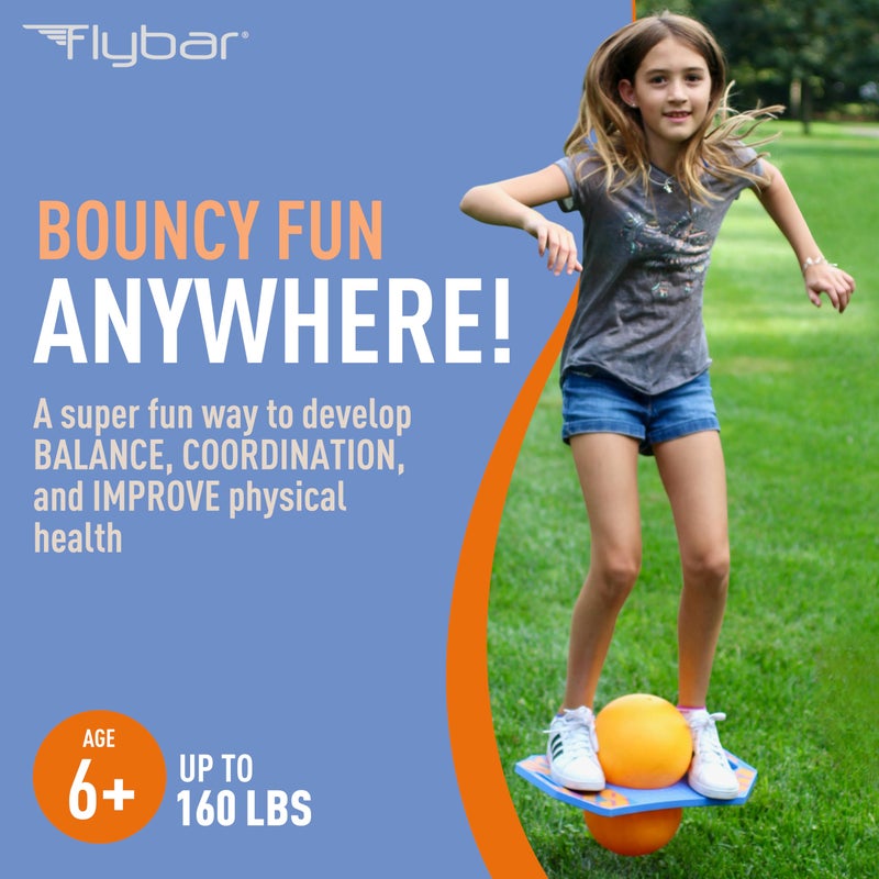 Flybar Pogo Trick Ball for Kids Trick Bounce Board for Boys and Girls Ages 6 Up to 160 lbs Includes Pump Easy to Carry Handle Durable Plastic Deck Indoor Outdoor Toy Pogo Jumper Blue Dawn 2 - Image 3