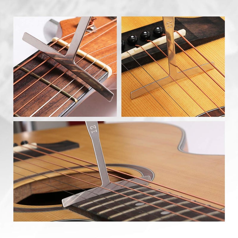 MIFOGE 25Pcs Guitar Repairing Tools Kit Setup Kit with Carry Bag for Acoustic Electric guitar Ukulele Bass Banjo Maintenance Tool with Ruler Gauge Measuring Tool Hex Wrench Files Fingerboard Guard - Image 5