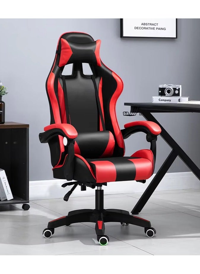 Gogoya - Gaming Chair, Adjustable Computer Chair, Computer Office, Pu Leather, High Backrest, Lumbar Support, Comfortable Armrests, Headrest With Footrest,Red - Image 1