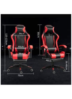 Gogoya Gaming Chair, Adjustable Computer Chair, Computer Office, Pu Leather, High Backrest, Lumbar Support, Comfortable Armrests, Headrest With Footrest,Red  - Image 2