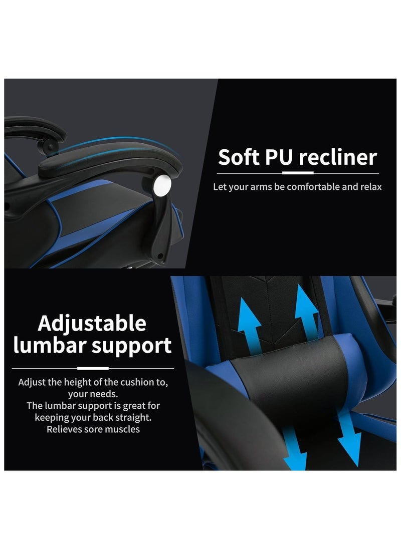 Gogoya - Gaming Chair, Adjustable Computer Chair, Computer Office, Pu Leather, High Backrest, Lumbar Support, Comfortable Armrests, Headrest With Footrest,Red - Image 1