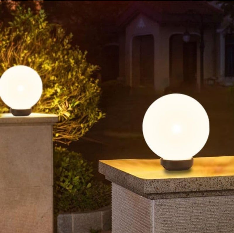 Lyse Decor Polycarbonate Doom/Ball Shape Gate Light/Gate Lamp for Outdoor/Garden Light/Home Entrance Light (Milky 8 inch Size, Pack of 2) - Image 1