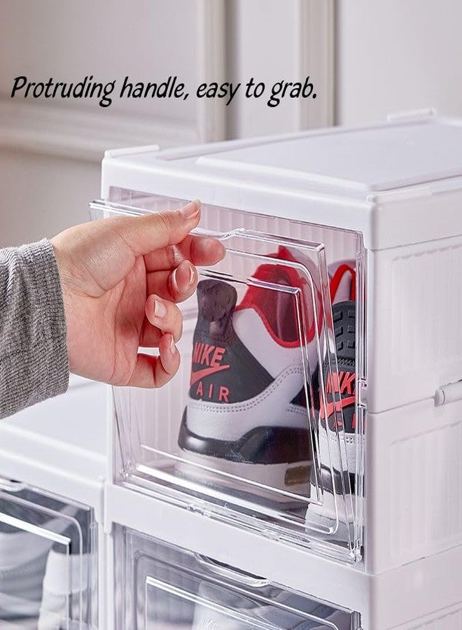 FUYUN Plastic Shoe Organizer - Stackable and Foldable 6-Tier Shoe Boxes for Closet, Clear and Space-Saving Sneaker Containers, No Assembly Required - Image 5