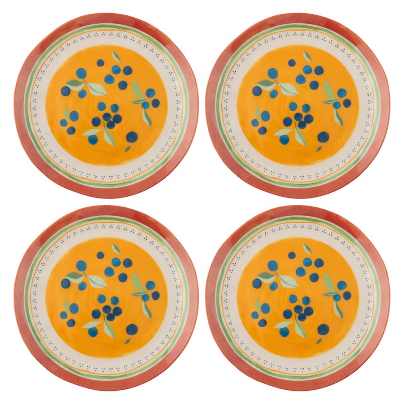 Karma, 8.75 inches Melamine Salad Plates Set of 4, Reusable Dishwasher Safe Plates for Outdoor and Indoor, Blueberries - Image 1