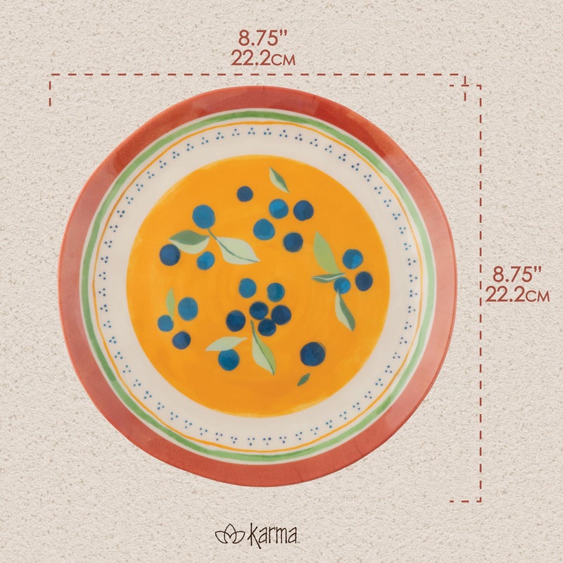 Karma, 8.75 inches Melamine Salad Plates Set of 4, Reusable Dishwasher Safe Plates for Outdoor and Indoor, Blueberries - Image 3