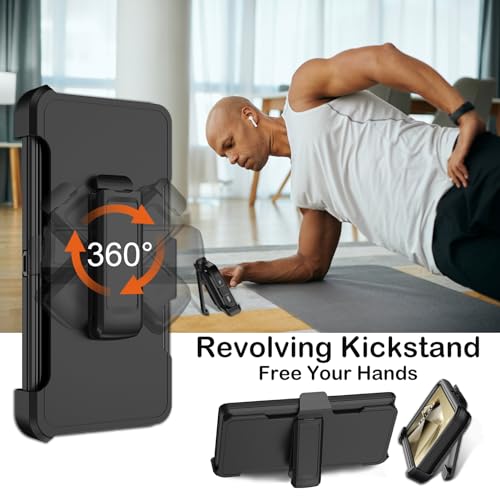 KECAI for Samsung Galaxy S24 Ultra Case with Belt Clip Holster & Kickstand,2X Screen Protector,Heavy Duty Shockproof Drop Protection Military Grade Full Body Rugged Phone Cover (6.8") (Black) - Image 5