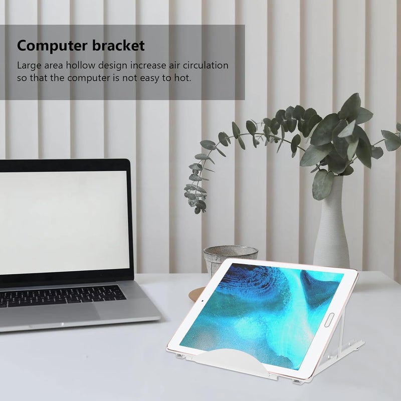 Adjustable Metal Folding Laptop Stand with Cooling Ventilation Portable Computer and Tablet Holder for Desk Use, White, 1pcs - Image 5