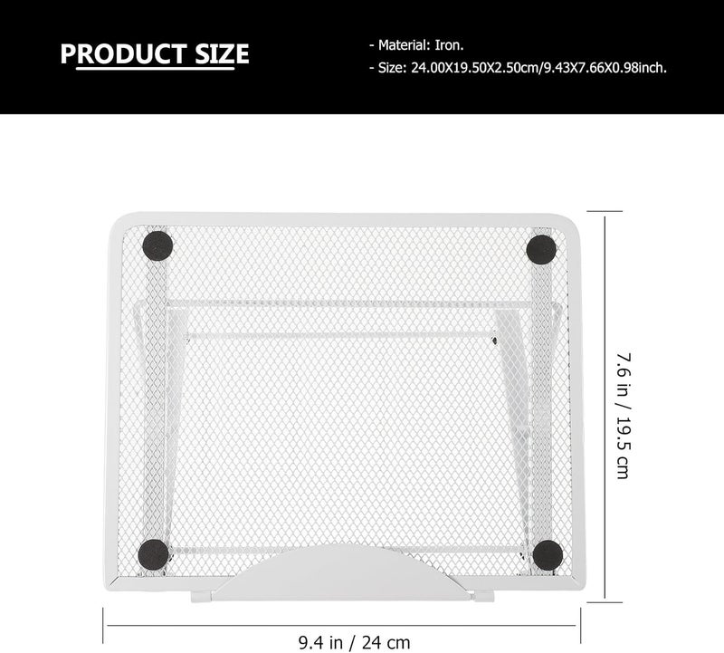 Adjustable Metal Folding Laptop Stand with Cooling Ventilation Portable Computer and Tablet Holder for Desk Use, White, 1pcs - Image 2