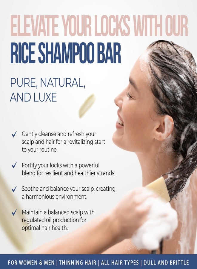 CARESILK Rice Water Shampoo Bar for Hair Growth - Natural Fermented Solid Clarifying Protein - Vegan Organic Soap with Coconut, Argan Oils, Bamboo Extract - Image 2