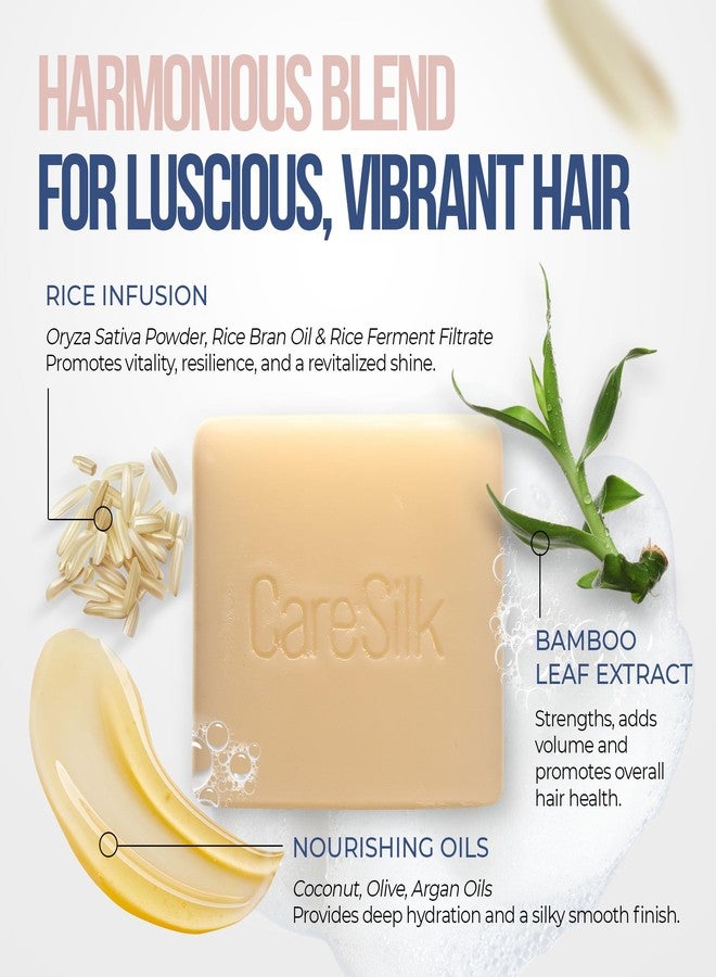 CARESILK Rice Water Shampoo Bar for Hair Growth - Natural Fermented Solid Clarifying Protein - Vegan Organic Soap with Coconut, Argan Oils, Bamboo Extract - Image 3