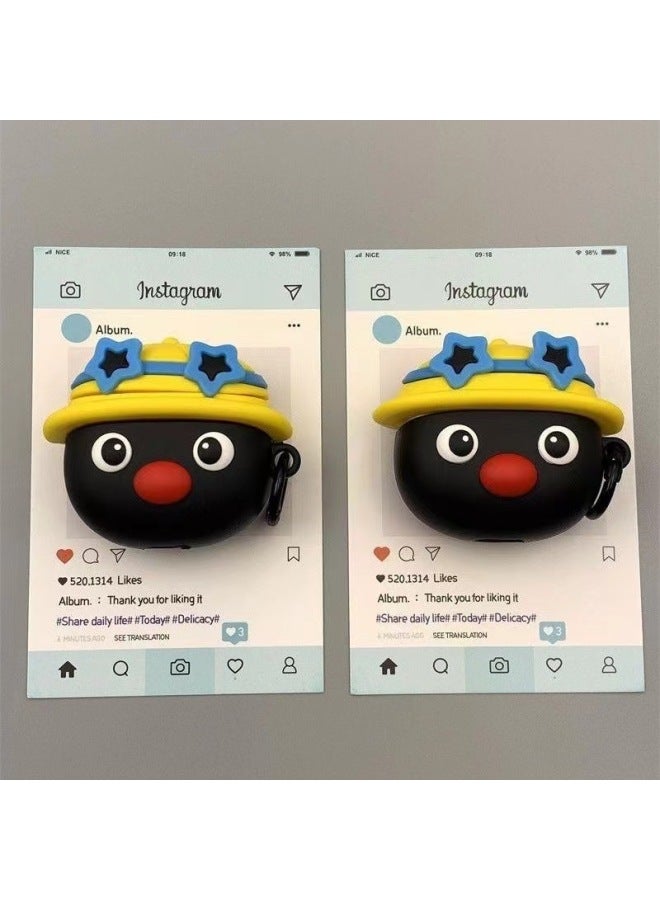 Cartoon Three-color Cloth Cloth For Airpods4 Apple Wireless Bluetooth Earphone Case 1/2/3/Pro2 Earphone Case-Color:Black Penguin + Hook-Applicable Models:Airpods 3rd Generation - Image 1