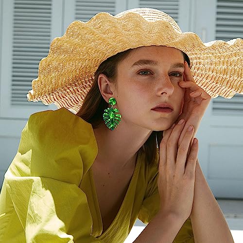 JeryWe 9 Pairs Clip on Earrings for Women Fashion Rattan Acrylic Tassel Drop Dangle Earrings Set Lightweight Geometric Statement Bohemian Clip Earrings for Non Piercied Pink - Image 4