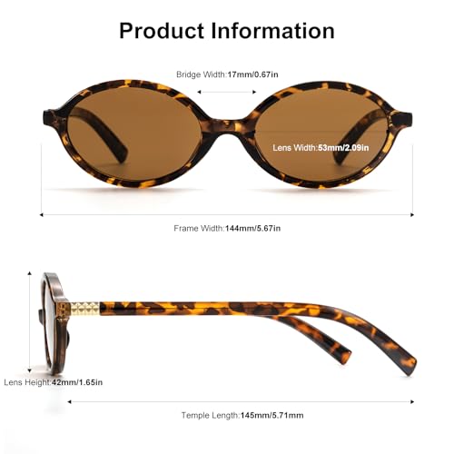 ViewJoy Retro Oval Sunglasses for Women Vintage 90s Y2K Trendy Designer Sun Glasses 2Pack - Image 5