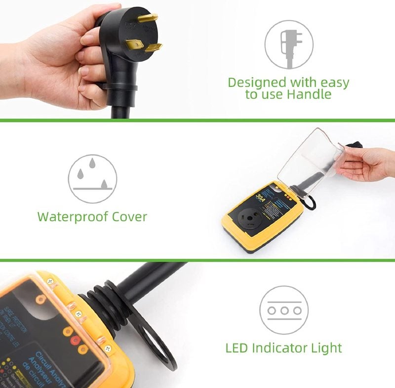 30 Amp Rv Surge Protector - 2100 Joules Waterproof Ul Certified Circuit Analyzer With Led Indicator Lights For Rv Marine Mobile Home - Image 5