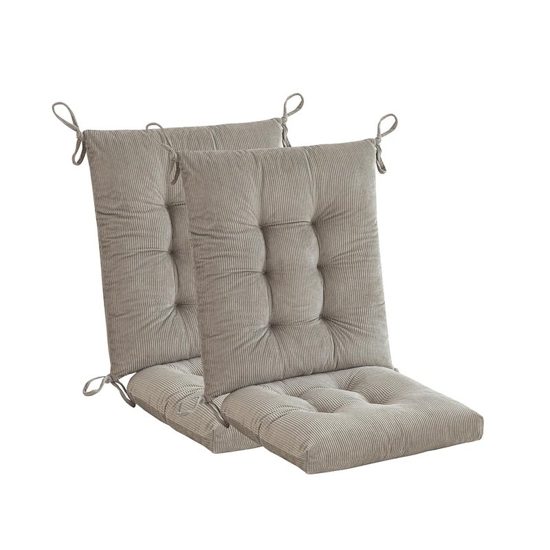 Makimoo Outdoor Patio Cushion, Rocking Chair Cushion, Tufted Pads, Set of Upper and Lower with Ties Pack of 2 (2 Sets) - Back 20"Ã—17", Seat 17"Ã—17" (Grey) - Image 1