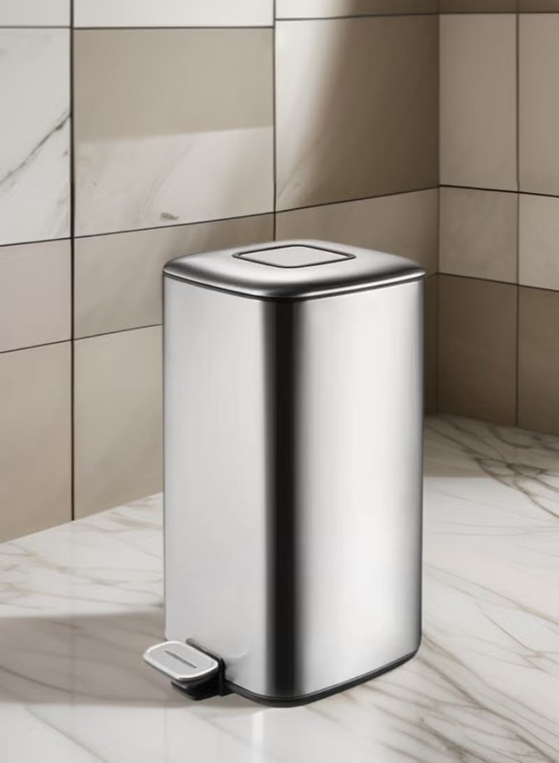 EKO Regent Series Pedal Trash Can | Brushed Stainless Steel | Soft-Close Lid | Fingerprint-Resistant | Kitchen Garbage Bin for Home & Office | 32L | Metallic Grey - Image 2