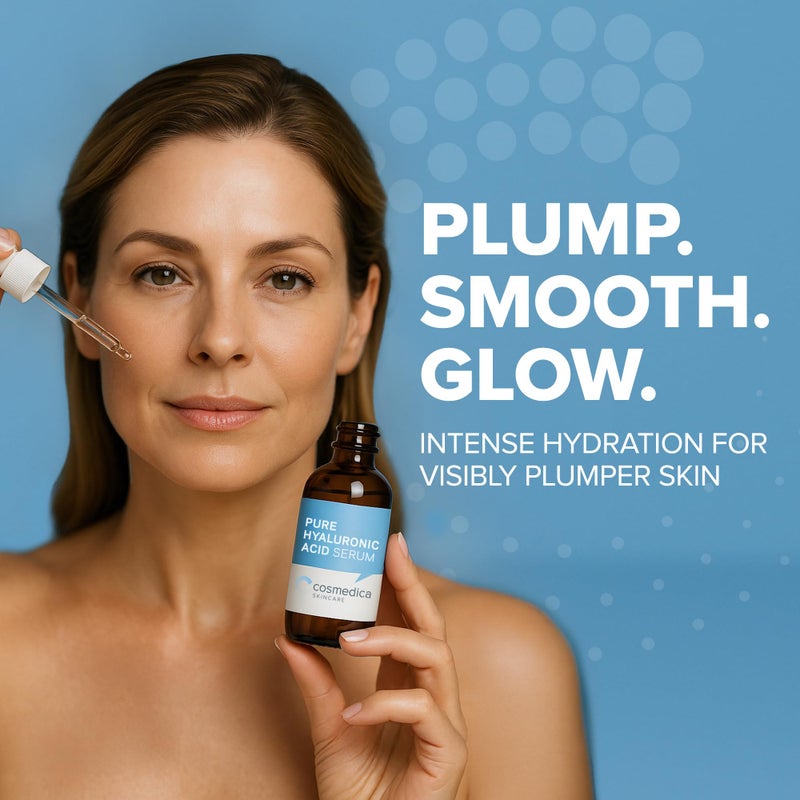 Cosmedica Skincare Hyaluronic Acid Serum for Skin 100% Pure Anti Aging Intense Hydration Moisture Non greasy Paraben free, Wrinkle Reducing and Brightening Serum (Pro Formula) 2oz - Image 3