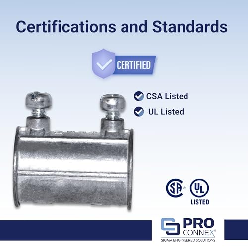 SIGMA ENGINEERED SOLUTIONS ProConnex TC-511 EMT Set Screw Coupling 1/2" 50-Pack - Image 2