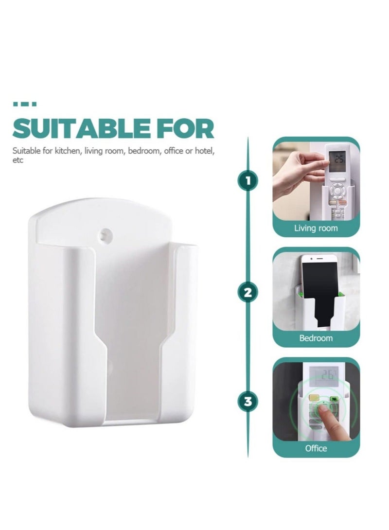 Captaintech Wall Mount Remote Control Holder, 5 Pcs TV Air Conditioner Remote Control Holder, Wall Mount Storage Box Organizer, for Home Nightstand Office Desk School Supply Storage (White) - Image 2